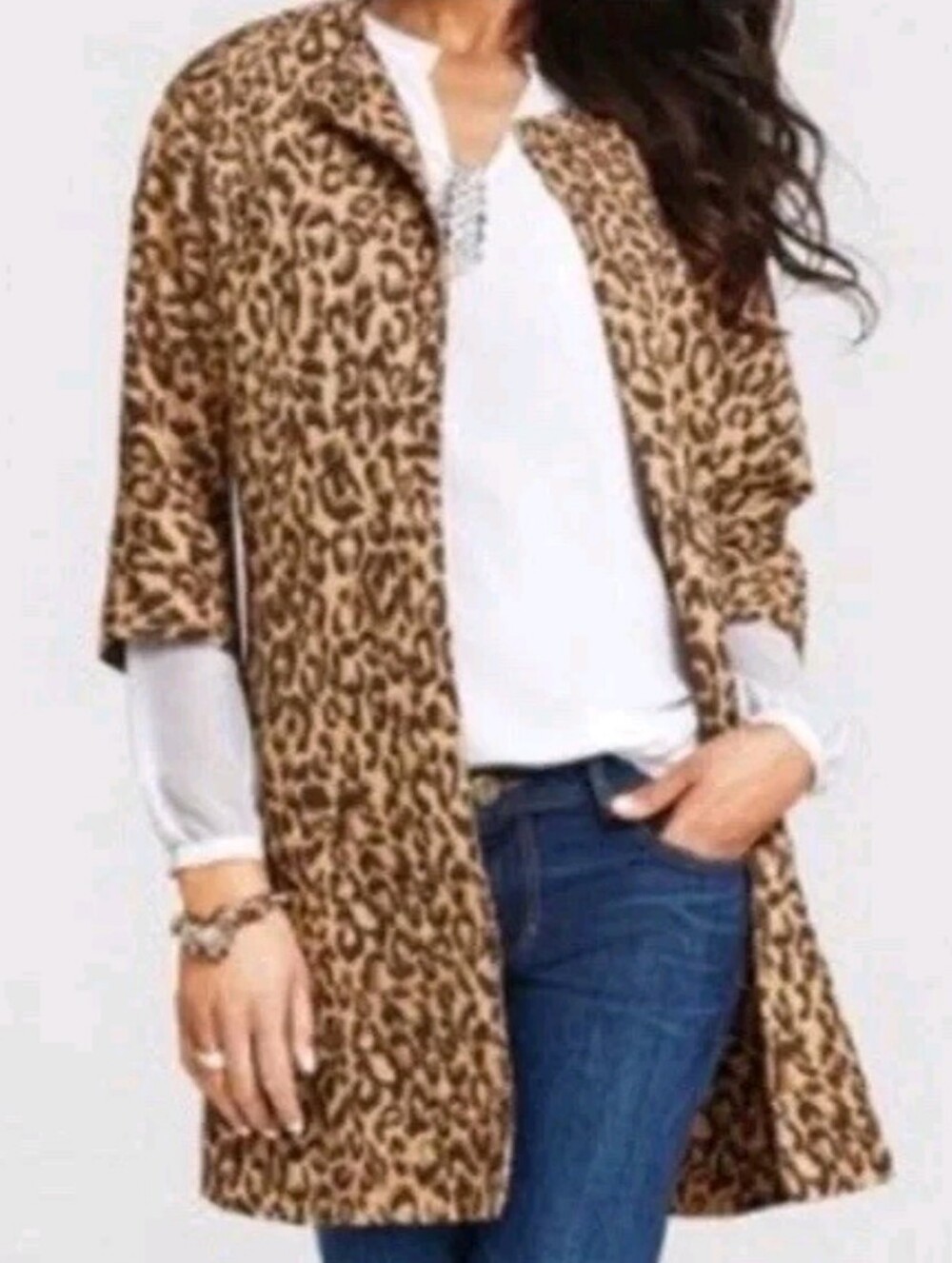Carol Anderson Animal Print Jacket With Pockets in Tan & Black Small